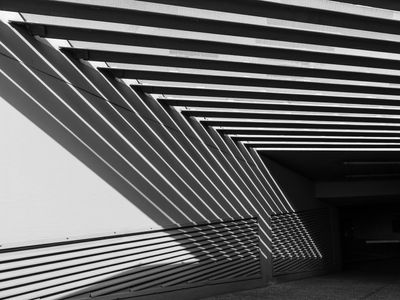 City architecture with dynamic shadows